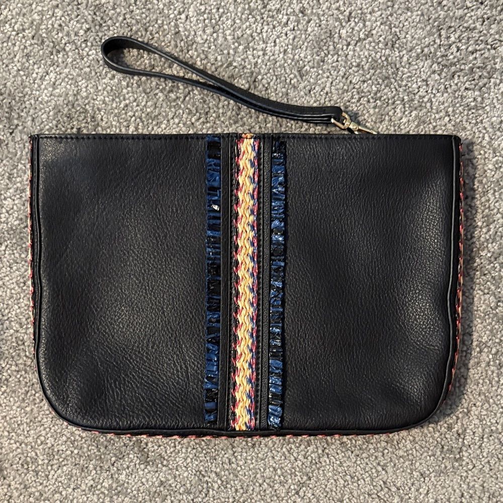Vince Camuto Large Leather Black Clutch